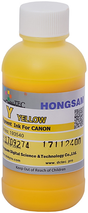 Чернила DCTec пигментные Canon TM-200 Yellow (жёлтый) 200 мл #1