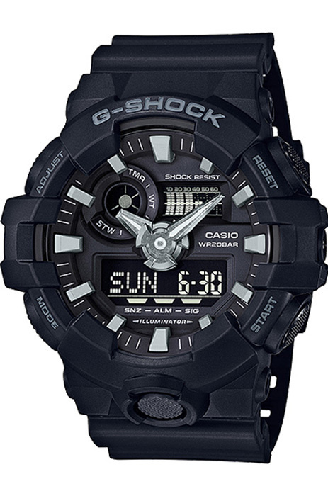 Противоударные мужские наручные часы Casio G-Shock GA-700-1B с подсветкой, будильником и секундомером #1