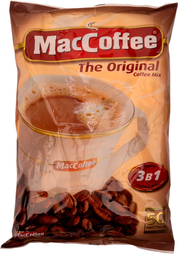 Напиток кофейный растворимый MACCOFFEE 3 в 1, 50 пакетиков - 2 упаковки  #1