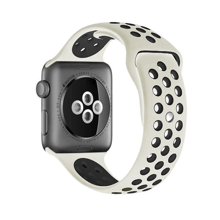 Силиконовый ремешок для часов Apple Watch 38/40/41 мм античный белый/черный (№21), размер S  #1