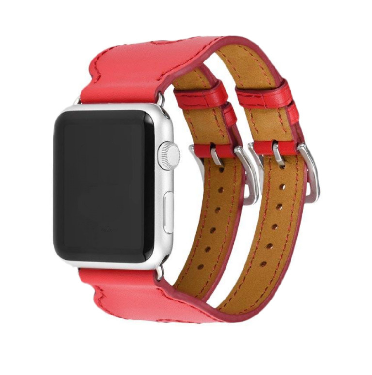 Сменный кожаный ремешок MyPads для умных смарт-часов Apple Watch 42mm красный  #1