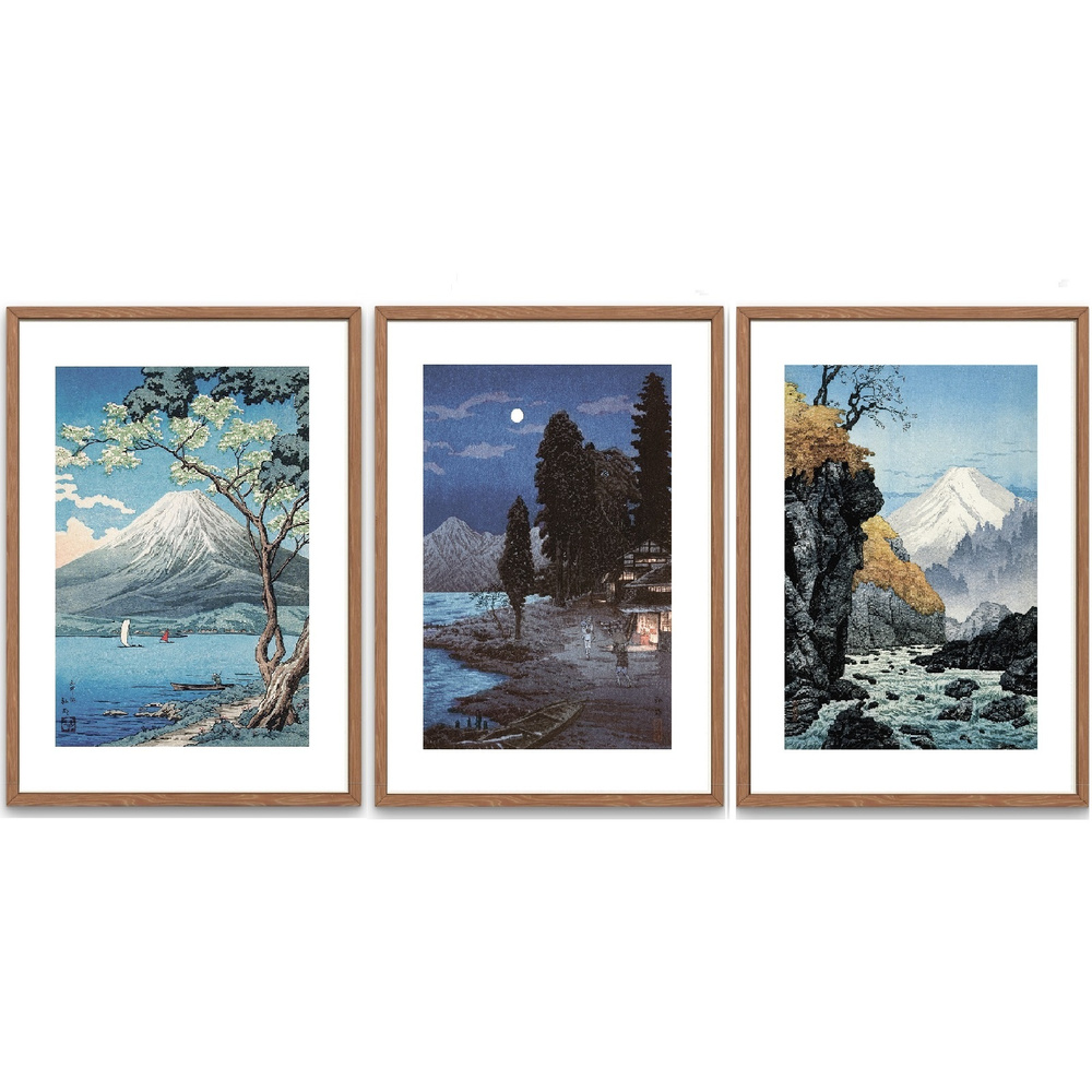 Постеры для интерьера на стену 21х30 см "Японская гравюра", 3 шт, без рамок / набор интерьерных постеров #1