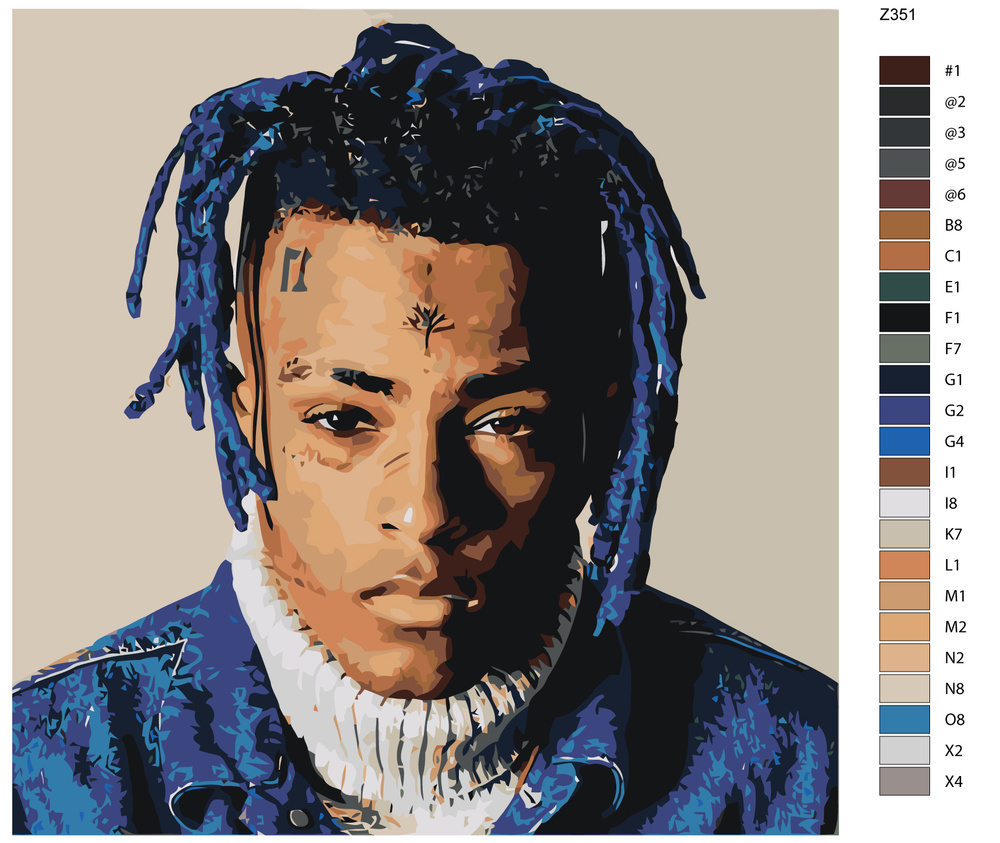 Картина по номерам Z351 "XXXTentacion" 40x40 #1