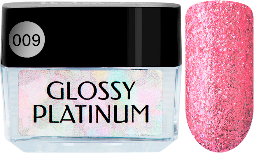 IRISK Гель-лак с блестками Glossy Platinum, № 09 розовый, 5 мл #1