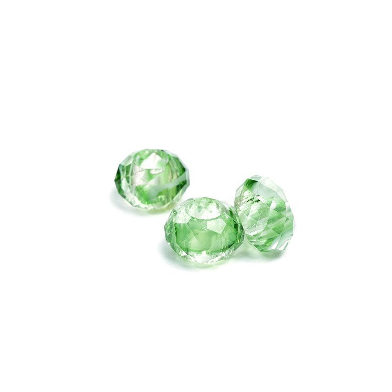 Бусины шармы для браслета стеклянные граненые зеленые 8х13,5 мм, отверстие 6 мм  #1