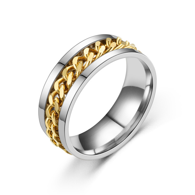 Кольцо с цепочкой золотой R19 #1
