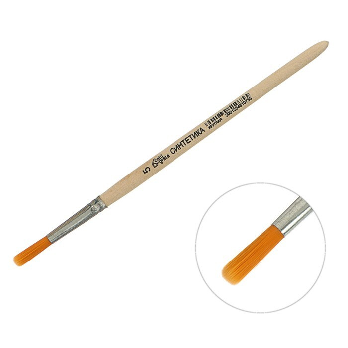 Кисть Синтетика Круглая № 5 (диаметр обоймы 5 мм; длина волоса 20 мм), деревянная ручка, Calligrata  #1