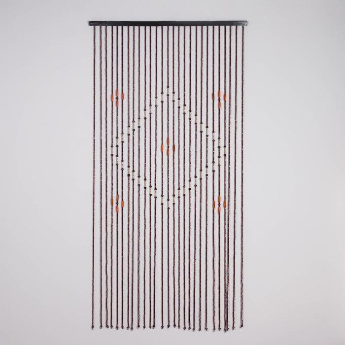 Занавеска декоративная деревянная "Ромб", 90х175 см, 27 нитей  #1