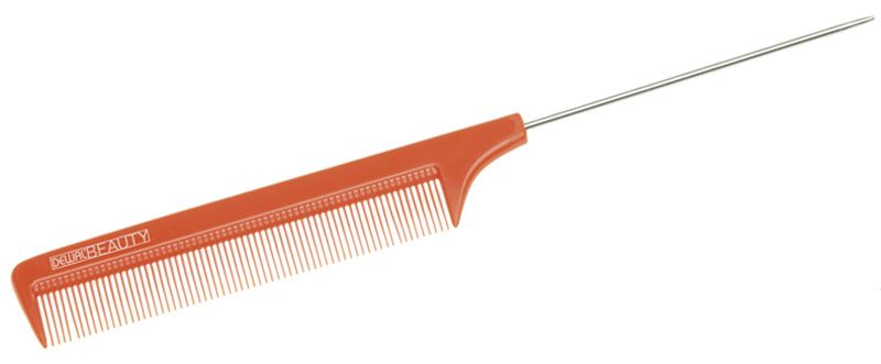 Расческа для волос, с металлическим хвостиком оранжевая 22 см., Dewal Beauty, DBO6105  #1