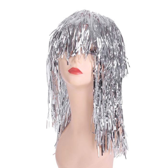 Карнавальный парик "Дождь", 45 см, цвет серебряный #1