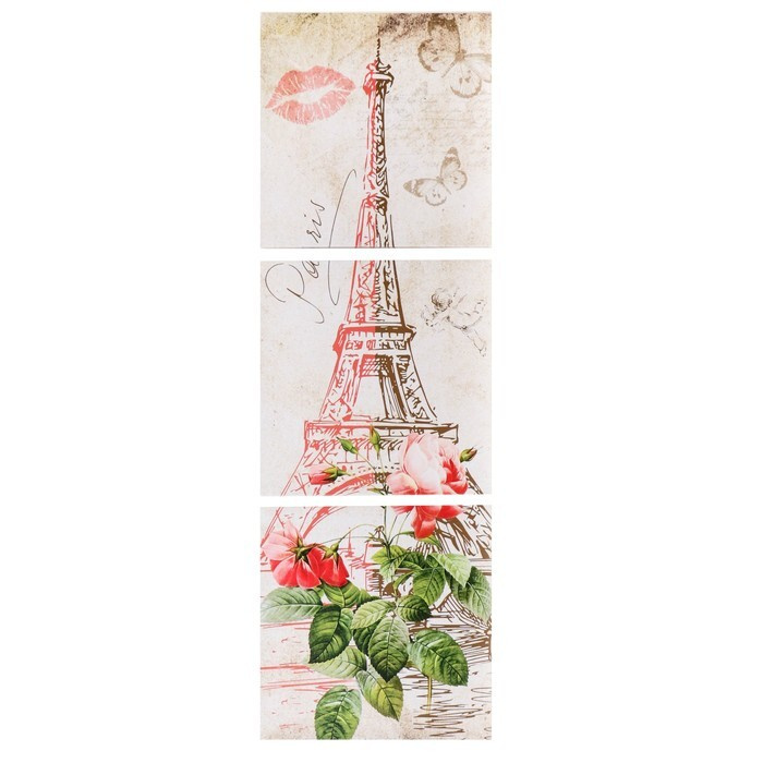 Модульная картина "Романтичный Париж" 111х37 см (3 - 37х37см) #1