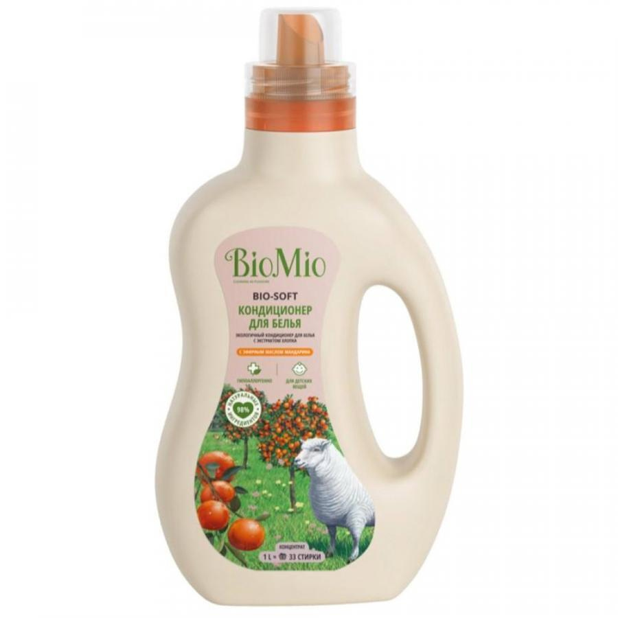 Эко кондиционер для белья BioMio Bio-Soft с эфирным маслом мандарина 1 л, 4 шт.  #1