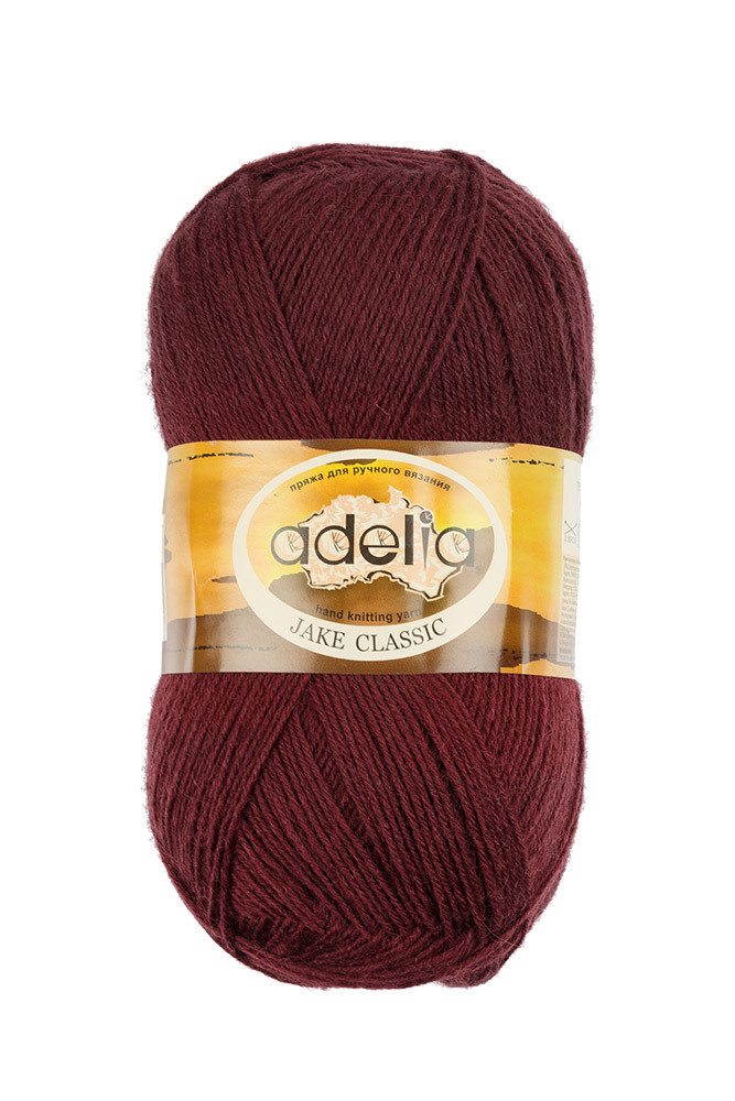 Пряжа ADELIA "JAKE CLASSIC" 75% шерсть, 25% нейлон 100 г 410 м №08 т.бордовый  #1