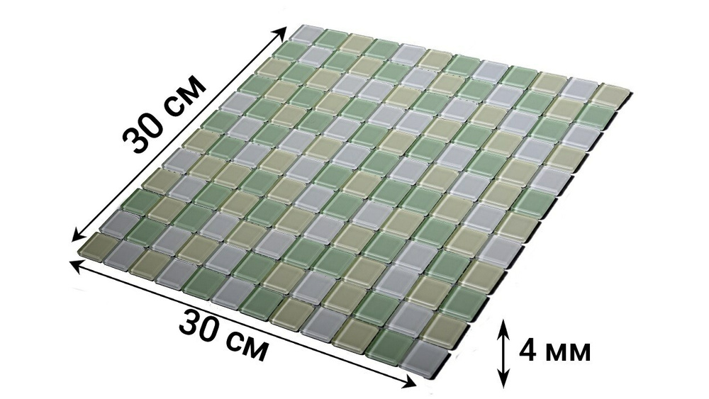 Плитка мозаика GLOBAL GRES LA36 стекло бело-салатовый микс, 30х30 см., размер чипа 23х23 мм.  #1