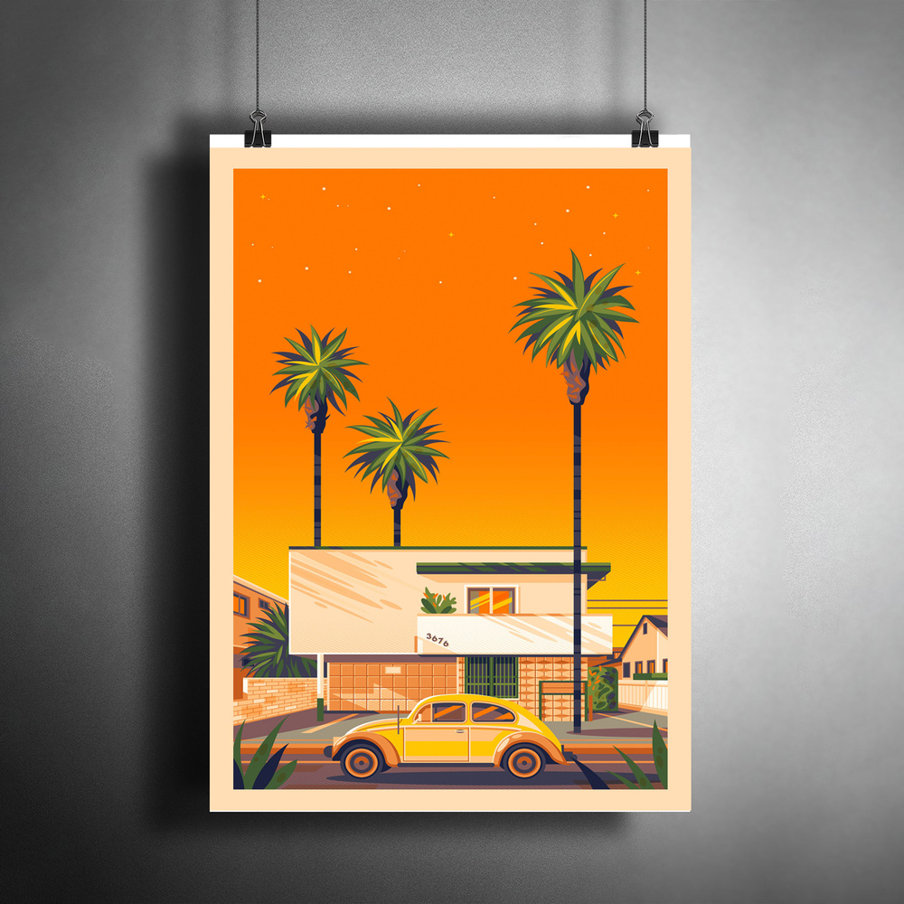 Постер плакат для интерьера "Город Лос-Анджелес, Калифорния, США. Los Angeles, California, USA"/ Декор #1