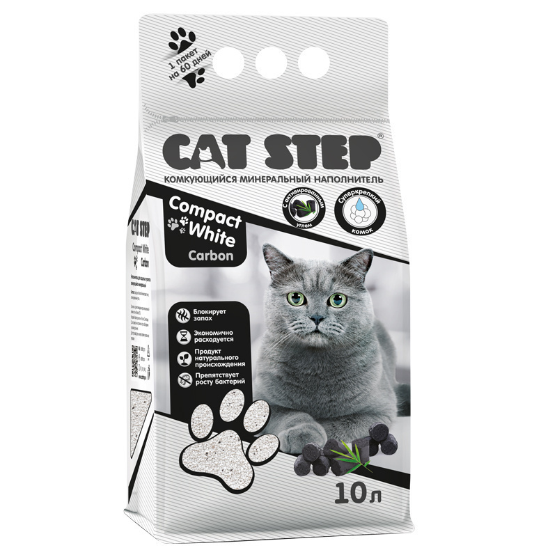 Cat Step Наполнитель Глиняный, Угольный Комкующийся Бамбук 8400г.  #1