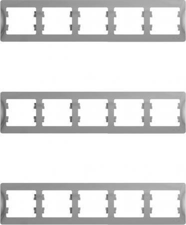 Рамка Schneider Electric Glossa пятиместная горизонтальная алюминий (комплект из 3 шт)  #1