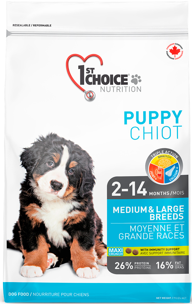 Корм 1st Choice PUPPY Medium & Large Breeds для щенков средних и крупных пород, с курицей, 350 г  #1