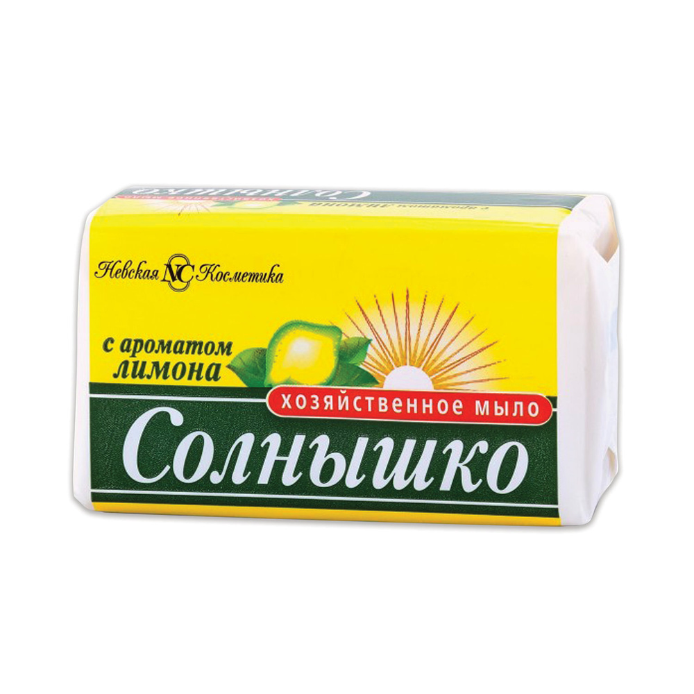Мыло хозяйственное 140 г, СОЛНЫШКО, с ароматом лимона, 11141. Комплект - 12шт.  #1