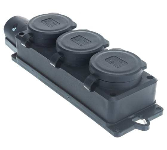 Колодка тройная однофазная с заглушками Розетка уличная с/з каучук ...