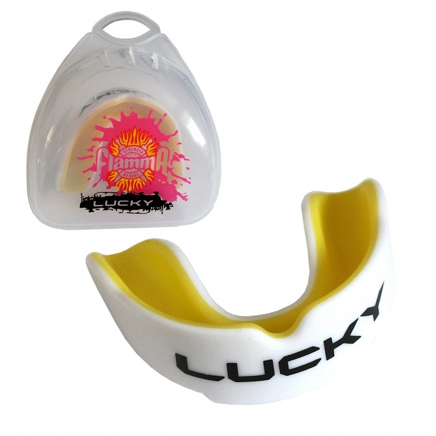 Детская боксерская капа, спортивная для защиты зубов Flamma Lucky - White/Yellow (до 11 лет)  #1