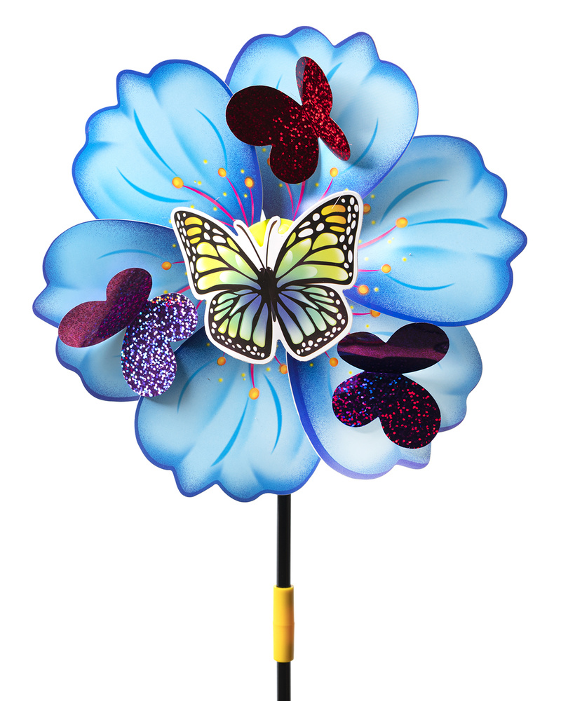 Ветрячок -вертушка для сада "Бабочки на цветке" диаметр 24см  #1