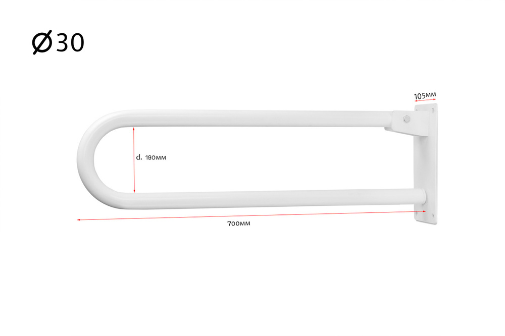 Поручень белый настенный откидной для инвалидов для ванной и туалета  #1