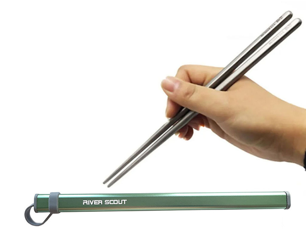 Титановые палочки для суши River Scout 23 см в футляре #1