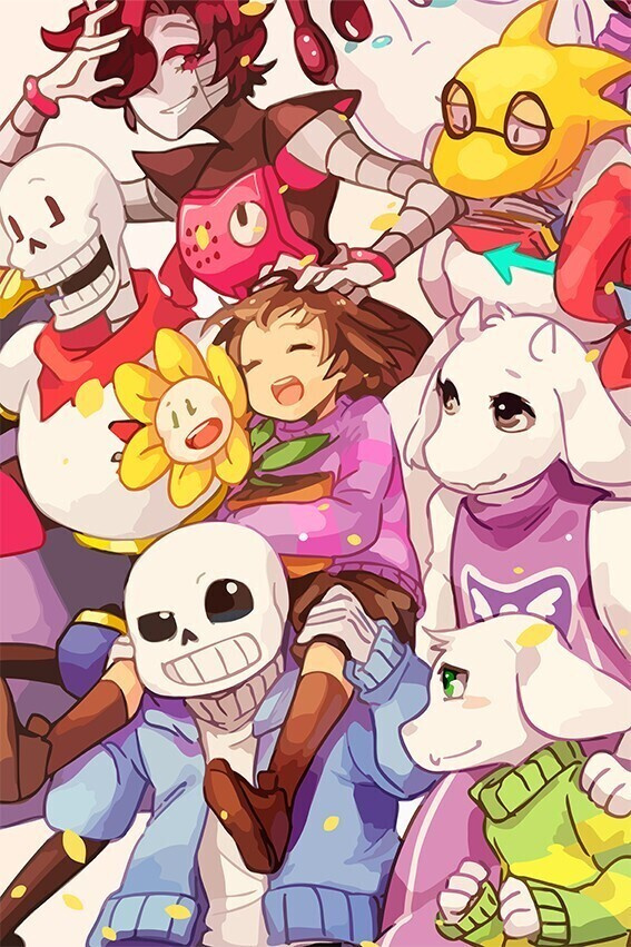 Картина по номерам на холсте игра Undertale (Санс, Ториэль, Фловей, Удина, Чара) - 8509 В 60x40  #1