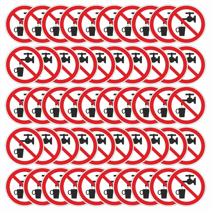 Знак-наклейка P05 "Запрещается Использовать в Качестве Питьевой Воды" 100х100 мм самоклеящийся виниловый #1