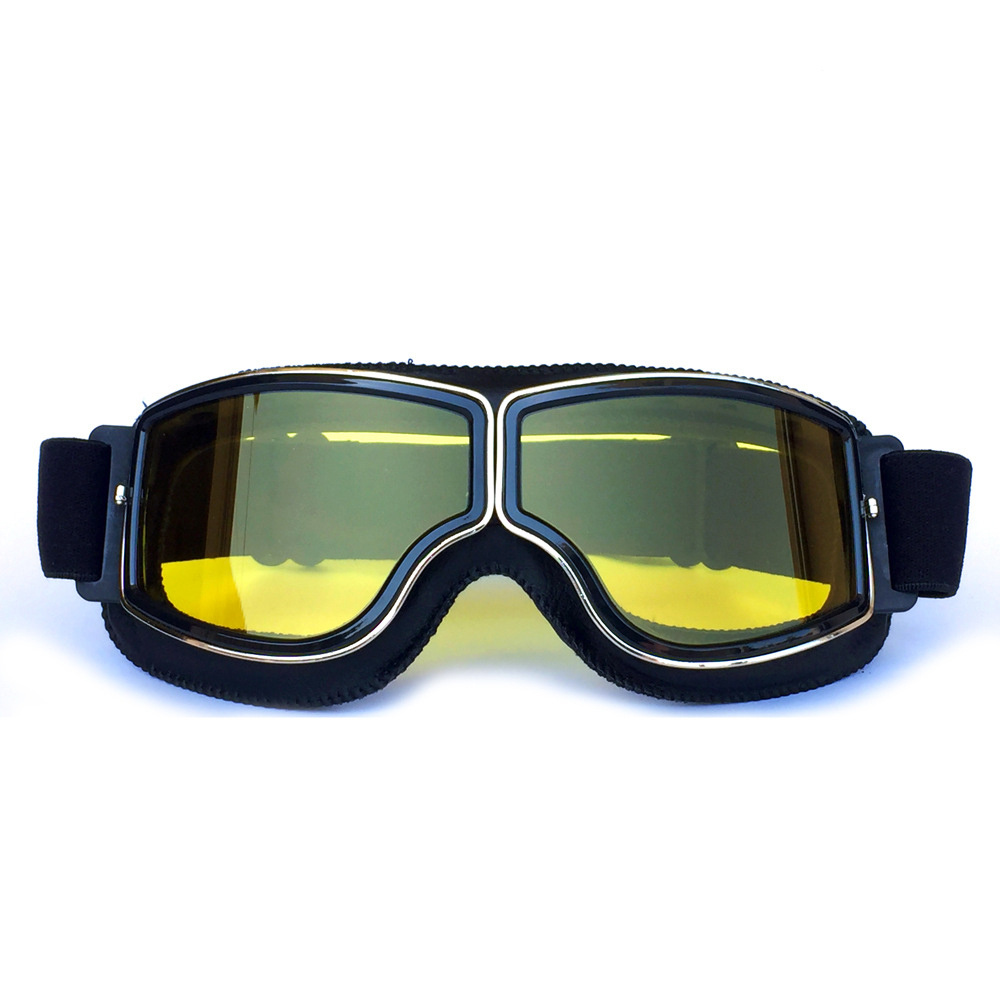 Мотоциклетные ретро очки BLF в винтажном стиле (мотоочки, маска), жёлтая линза  #1