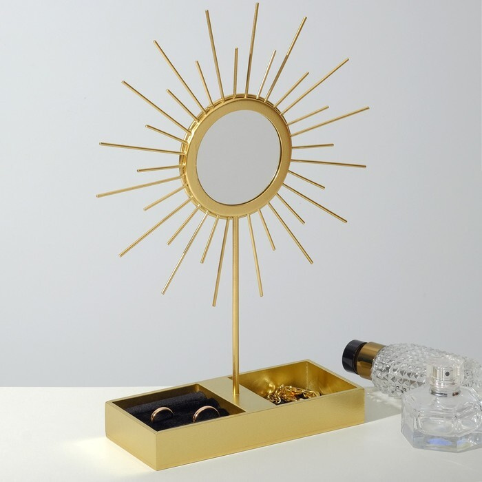 Подставка для украшений Солнце 18*8*31, зеркало, цвет чёрный в золоте  #1