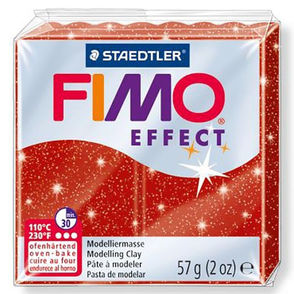 Полимерная глина Fimo Effect 8010-202 (8020-202) красный с блестками (glitter red) 56 г.  #1
