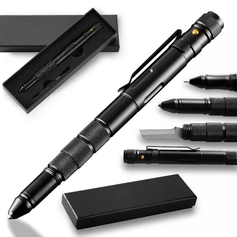Тактическая ручка, многофункциональная, универсальная, ручка 7 в 1, поход, туризм, подарочная, фонарик #1