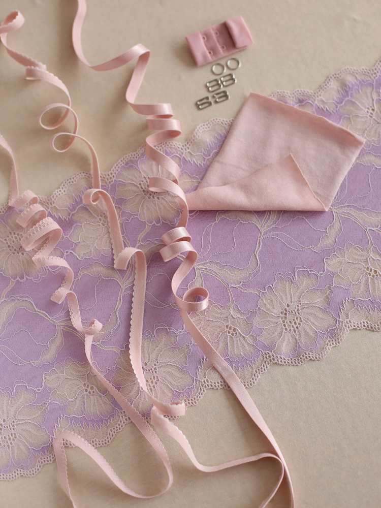 Набор для пошива нижнего белья из эластичного кружева сиренево-розовый  #1