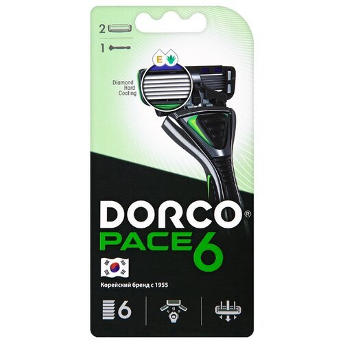 DORCO PACE 6 Green (станок +2'S) система с 6  лезвиями #1