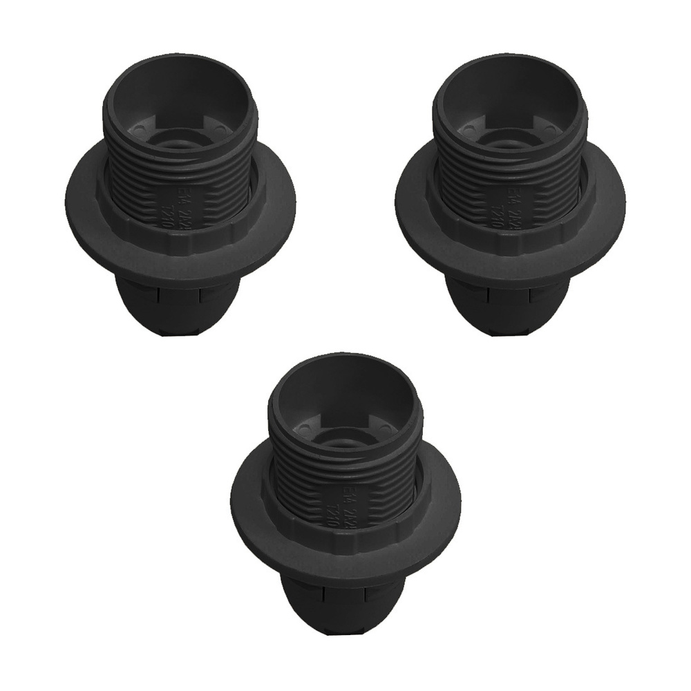Патрон для лампы DORI E14 с кольцом (термостойкий пластик, черный) 3 шт.  #1
