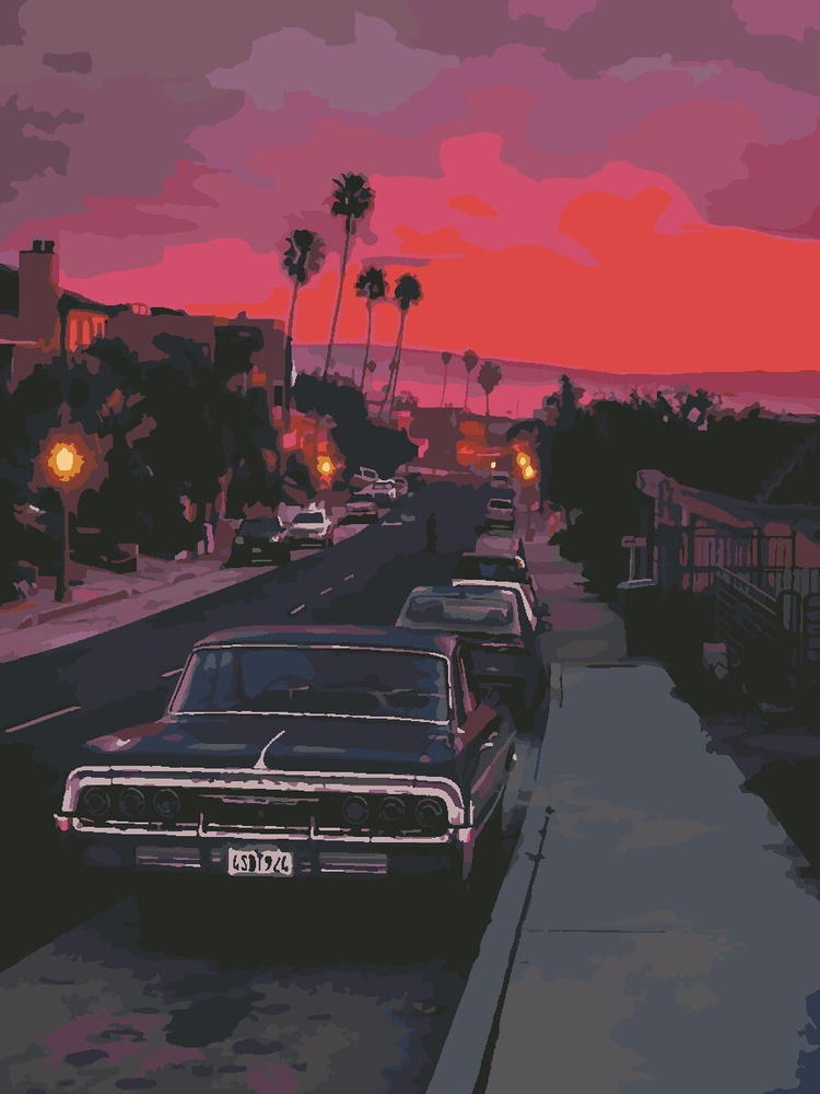 Картина по номерам Hobruk "Лос-Анджелес", на холсте на подрамнике 40х50, раскраска по номерам, архитектура #1