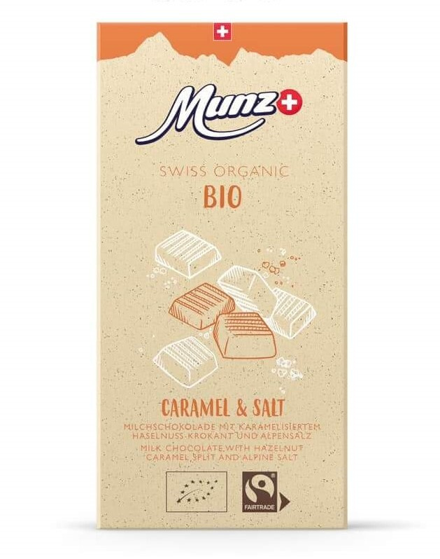 Молочный шоколад MUNZ Organic с карамелизированным фундуком и солью 100г. Швейцария  #1