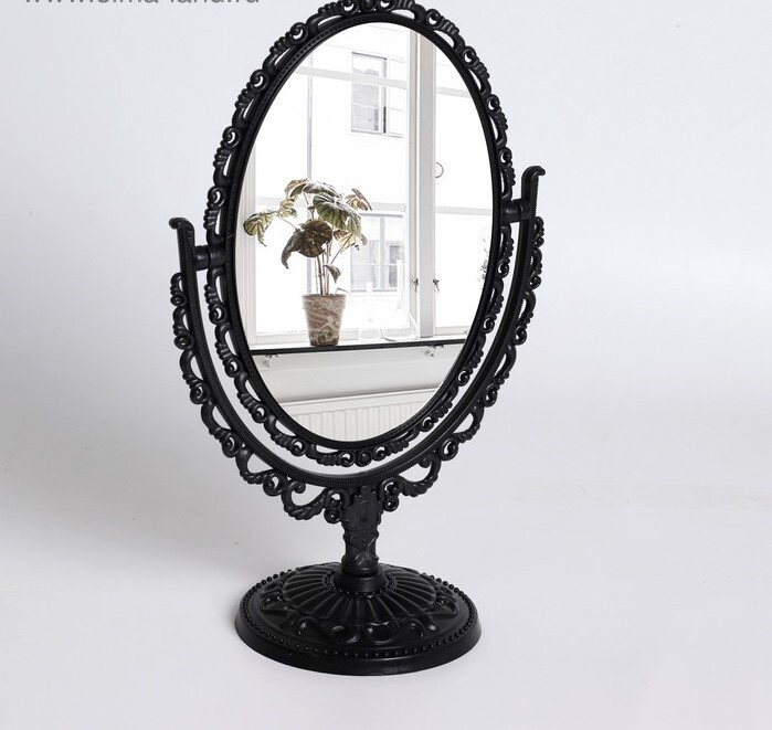 Зеркало настольное, двустороннее, зеркальная поверхность - 11 х 16 см, цвет чёрный  #1