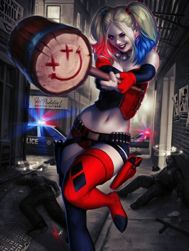 плакат, постер Harley Quinn, Харли Квинн на холсте, размер 60х84см  #1