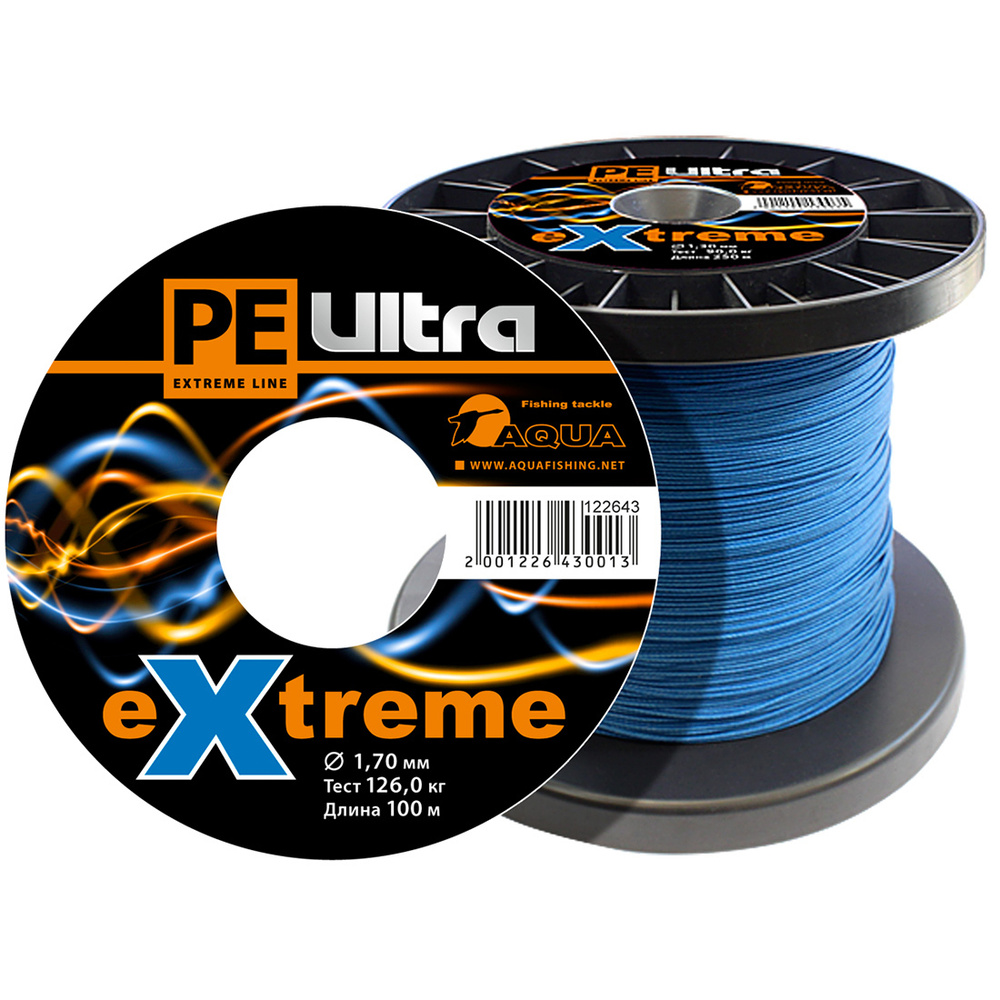 Плетеный шнур для рыбалки AQUA PE ULTRA EXTREME 1,70mm (цвет синий) 100m  #1