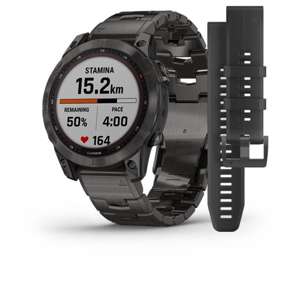 Смарт часы Garmin FENIX 7 Sapphire Solar титановый угольно-серый DLC с угольно-серым титановым DLC браслетом #1