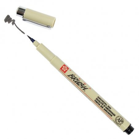 Ручка капиллярная Sakura Pigma Brush, наконечник кисть, цвет чернил: серый  #1