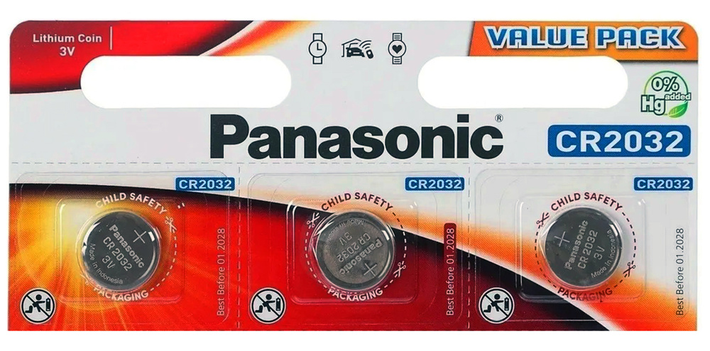 Батарейка Panasonic CR2032 Lithium 3V, 3 шт #1