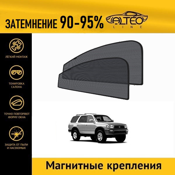 Автошторки ALTEO PREMIUM на Toyota 4Runner, 3 (1995-2000) на передние двери на магнитах с затемнением #1