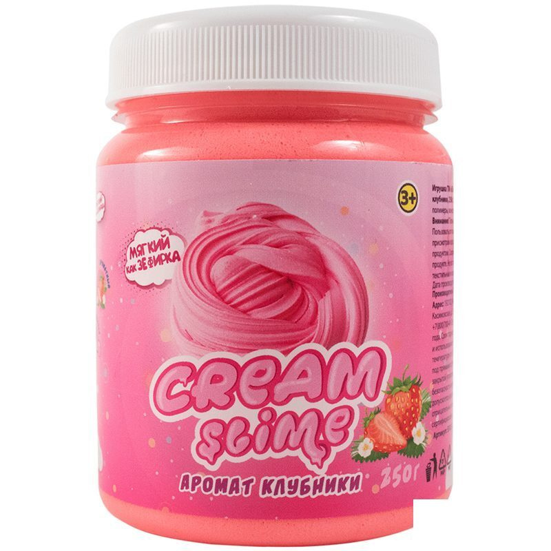 Слайм (лизун) Cream-Slime, розовый, с ароматом клубники, 250г (SF02-S)  #1
