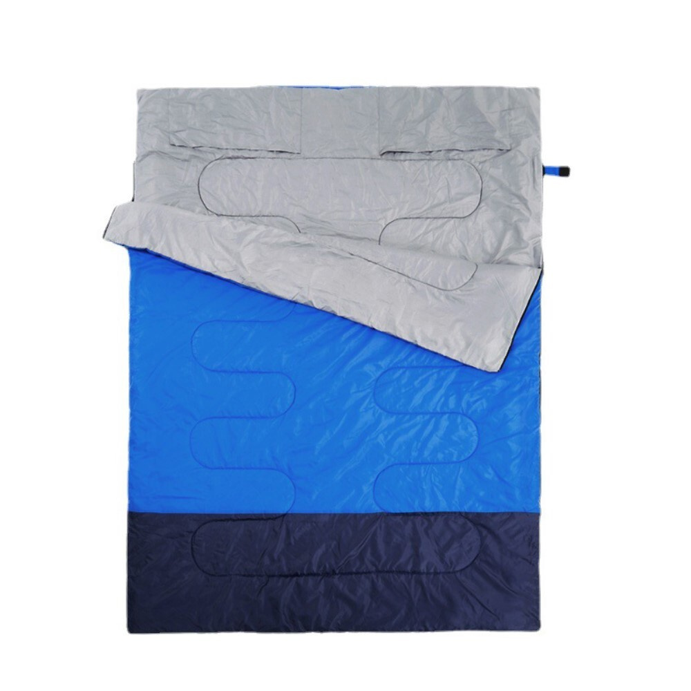 Двойной спальный мешок осень-зима, для кемпинга и туризма, 2,8 кг, 190+30см х 145см - серый с синим  #1