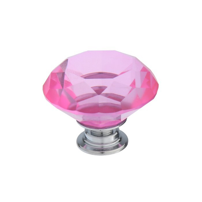 Ручка кнопка CAPPIO, цвет розовый Алмаз, стеклянная, d-40 мм #1
