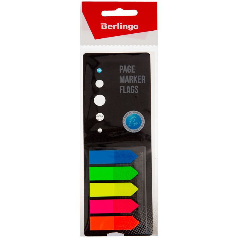 Клейкие закладки пластиковые Berlingo Стрелки, 5 цветов неон по 25л., 42x12мм, в картонной книжке (LSz_44111), #1